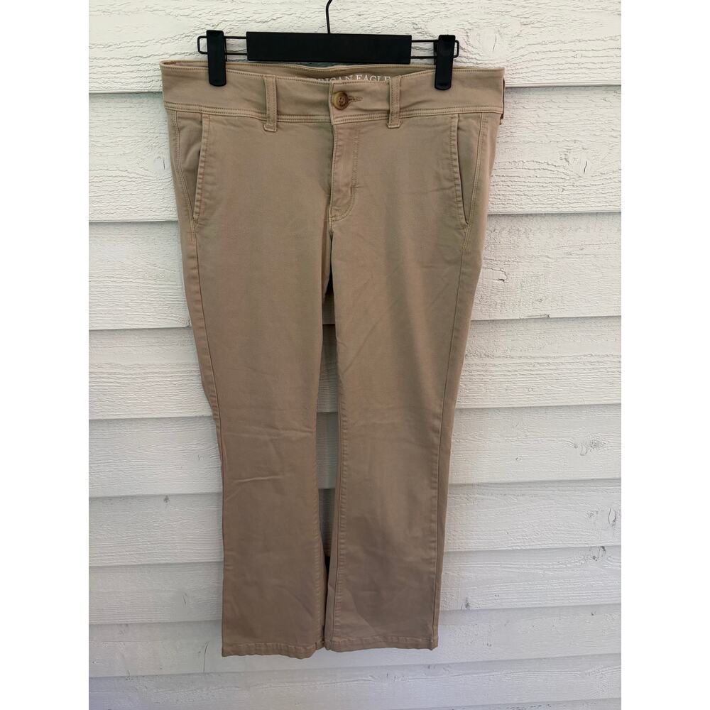 American Eagle Kick Boot Super Stretch Khaki Pants Size 8 Regular - Picture 2 of 8